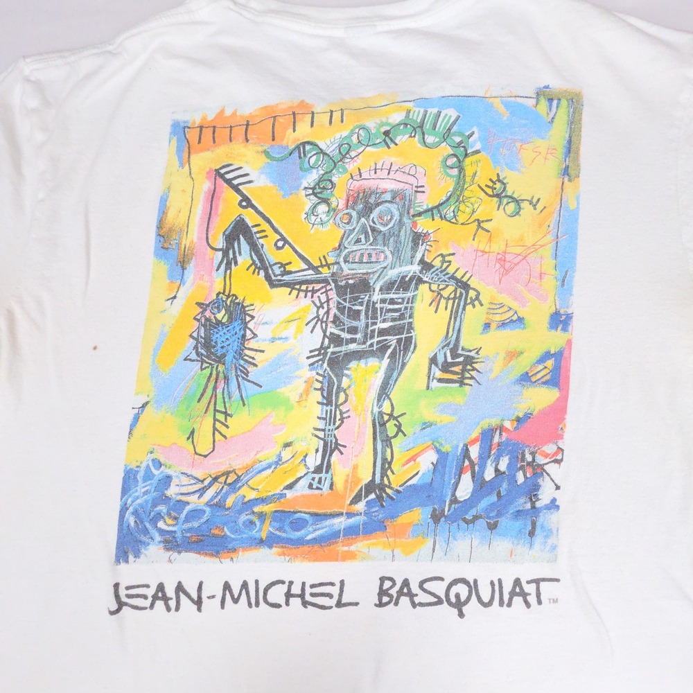 Jean-Michel Basquiat Crown Graphic Tee Mens L White Art Print Cotton